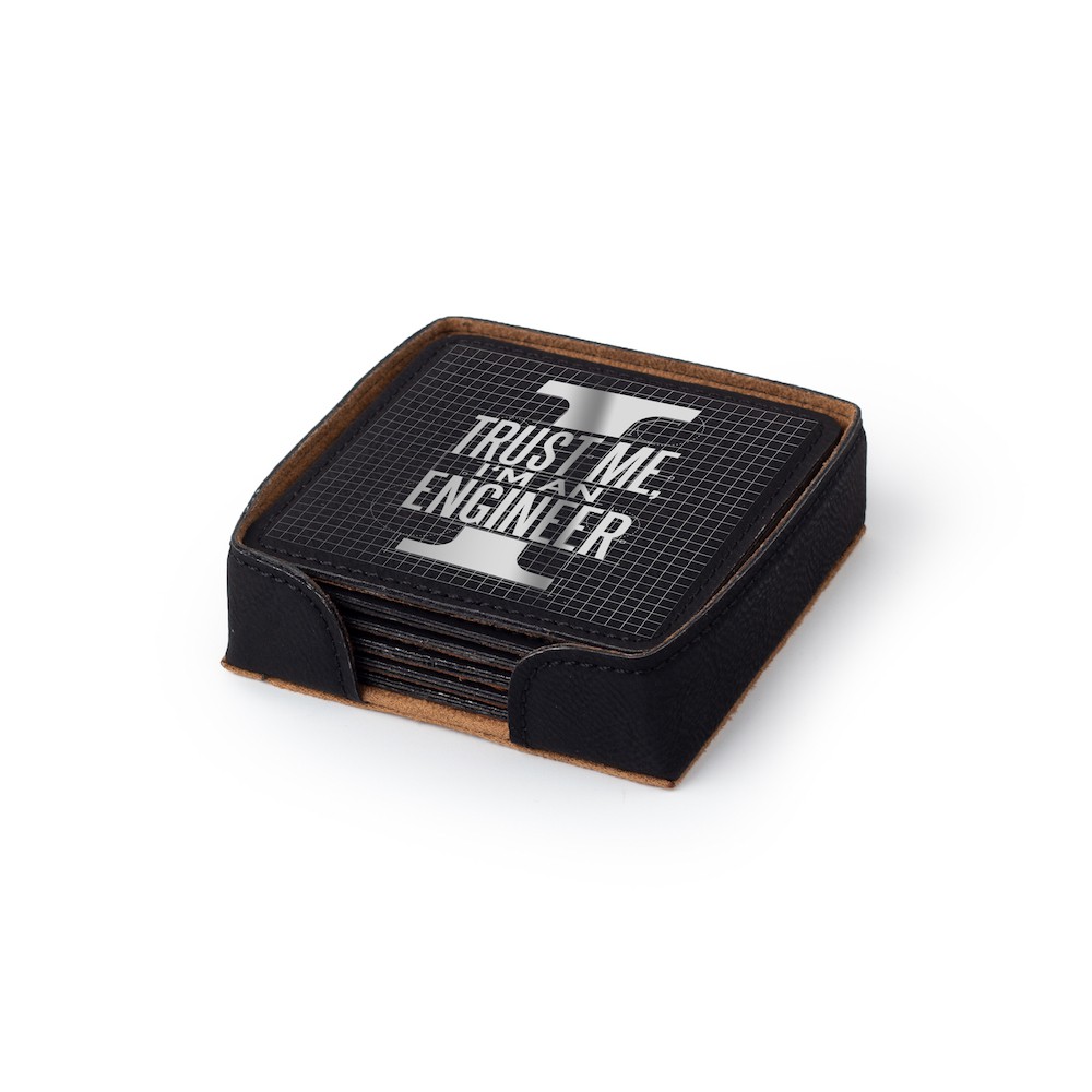 SADDLE COLLECTION SQ COASTER 4"x4" BLACK 6pcs