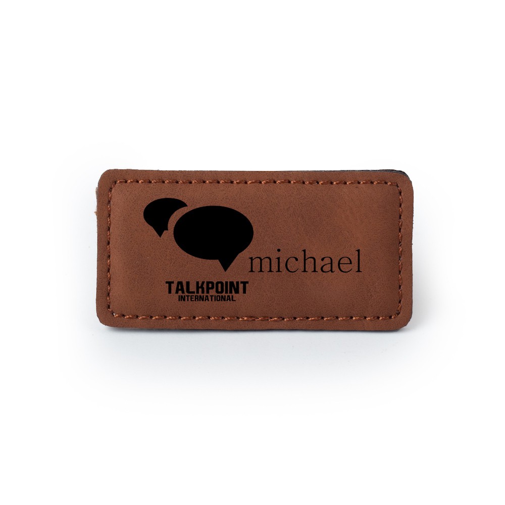 SADDLE COLLECTION RECT. BADGE 1.5"x3" CHESTNUT