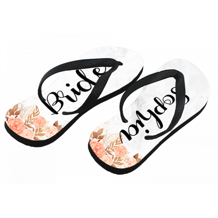 MEDIUM ADULT FLIP FLOPS 1/2" RUBBER SOLE W/BLACK STRAP FOR SUBLIMATION  PAIR