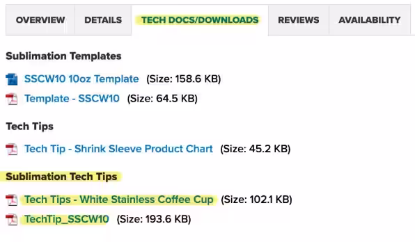 Tech Docs and Downloads Tab Example