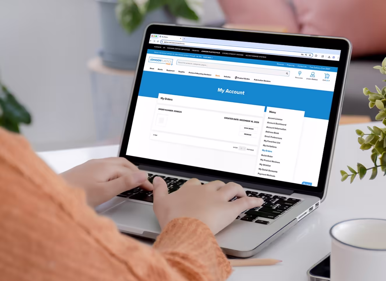 Visiting My Account Page On a Computer