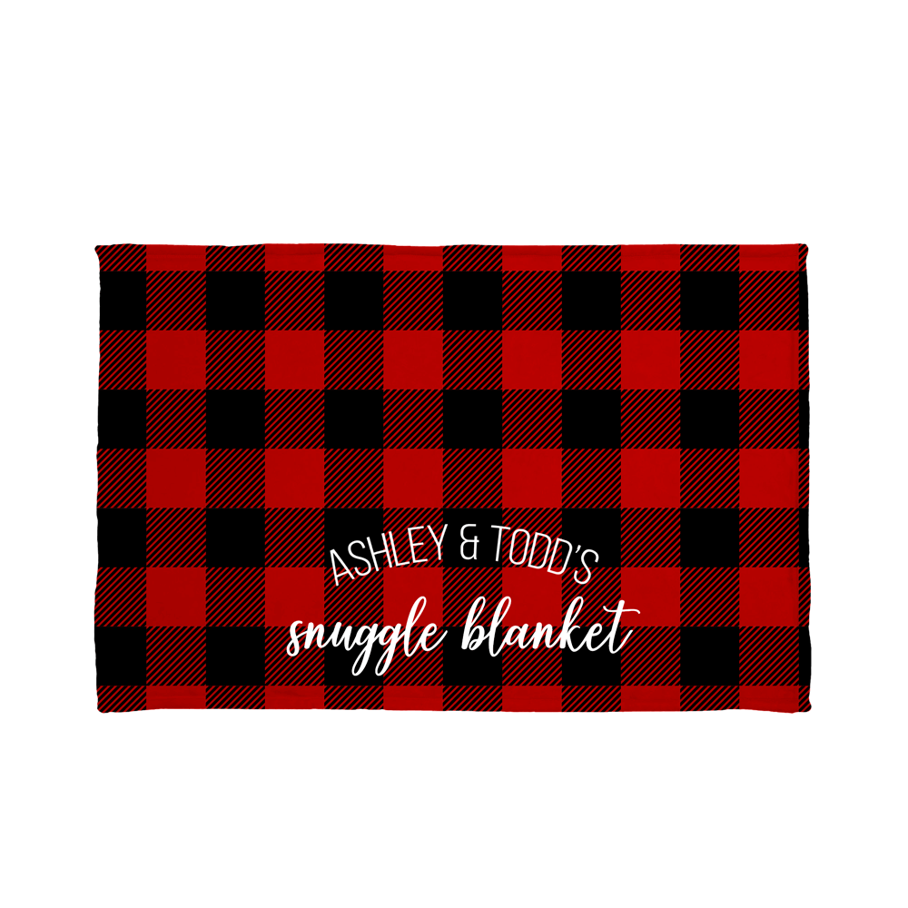 printed red plaid Ashley and Todd's snuggle blanket