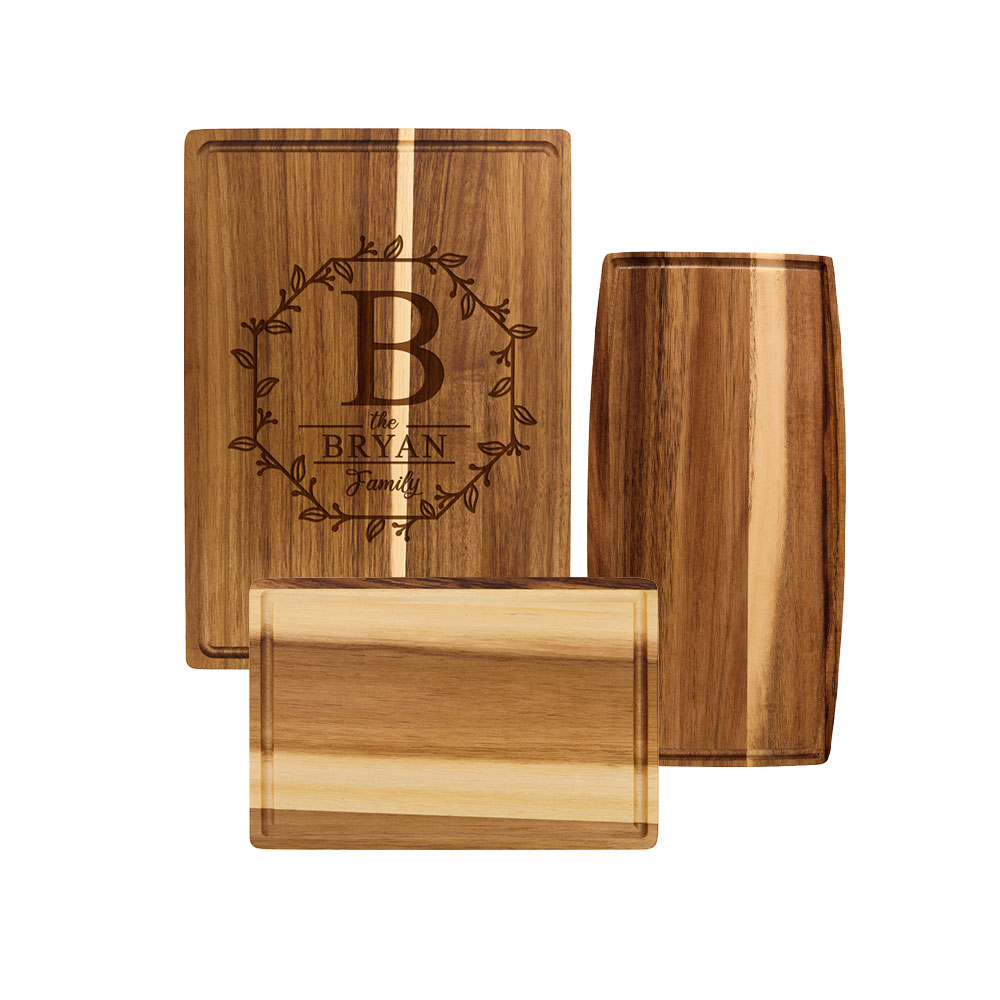 Group of acacia cutting boards