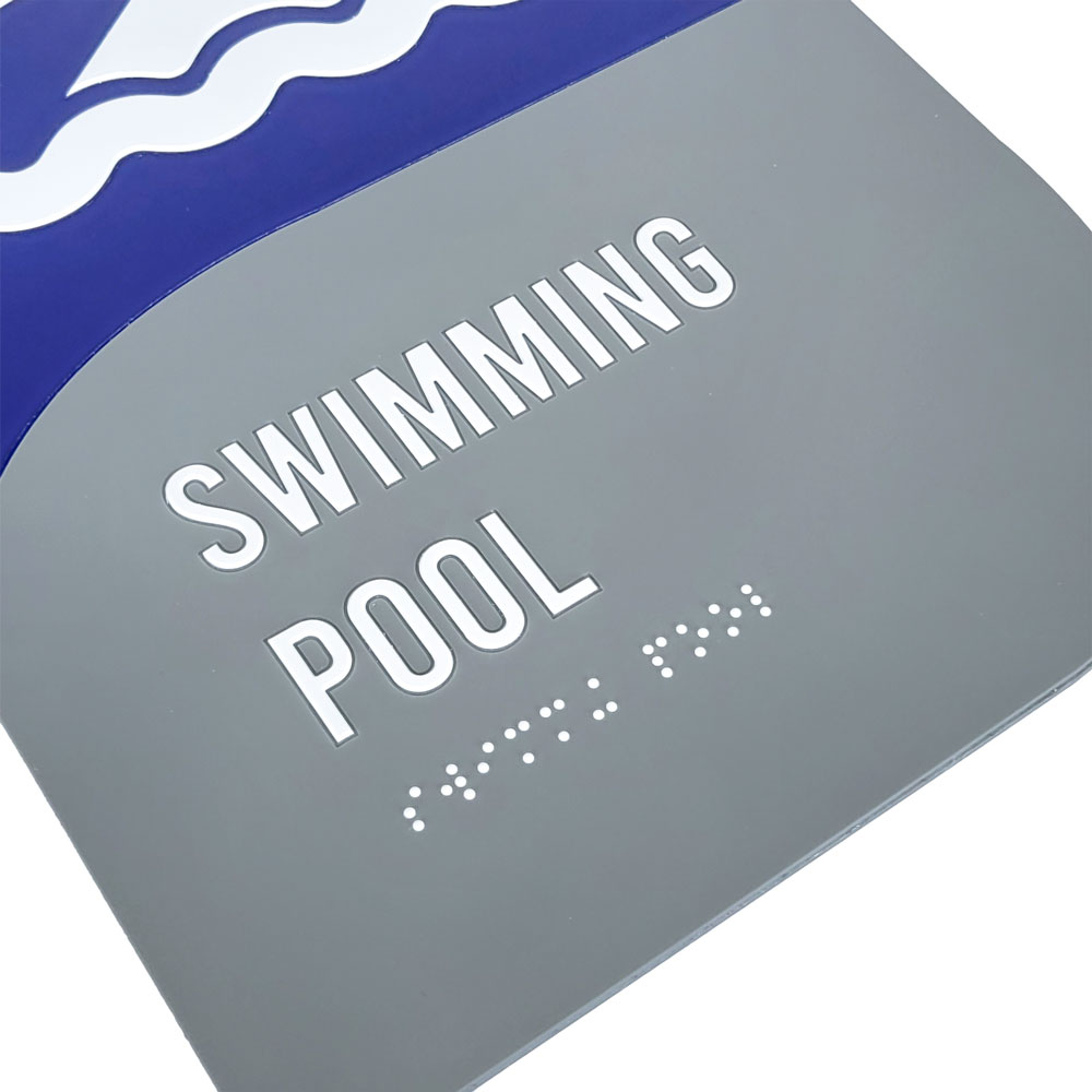 Braille on swimming pool sign
