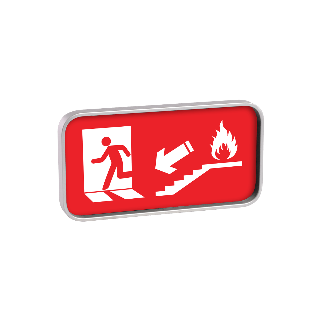 In case of fire use stairs sign in frame