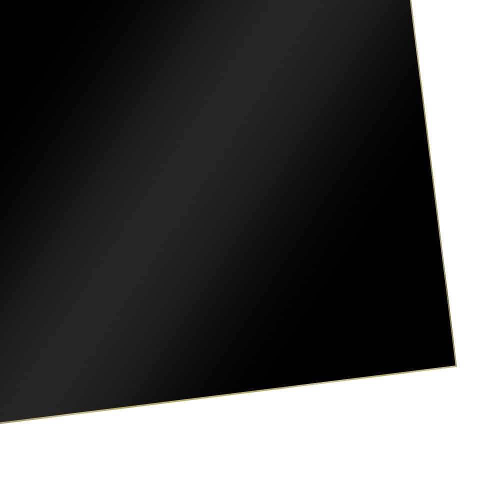 Gloss black brass sheet color swatch angled view