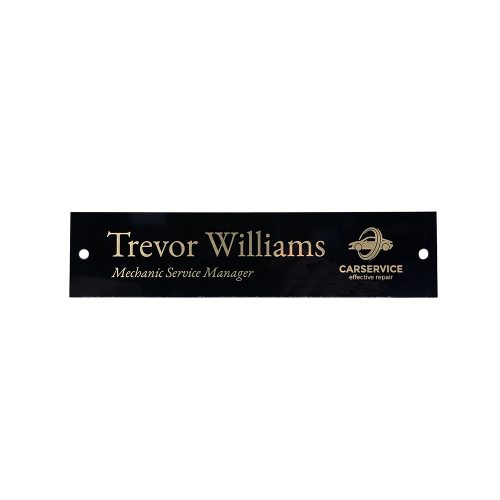 Nameplate made of black brass coated steel
