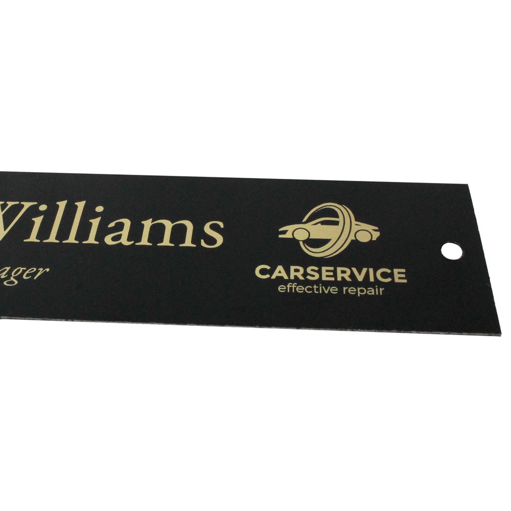 Nameplate made of black brass coated steel