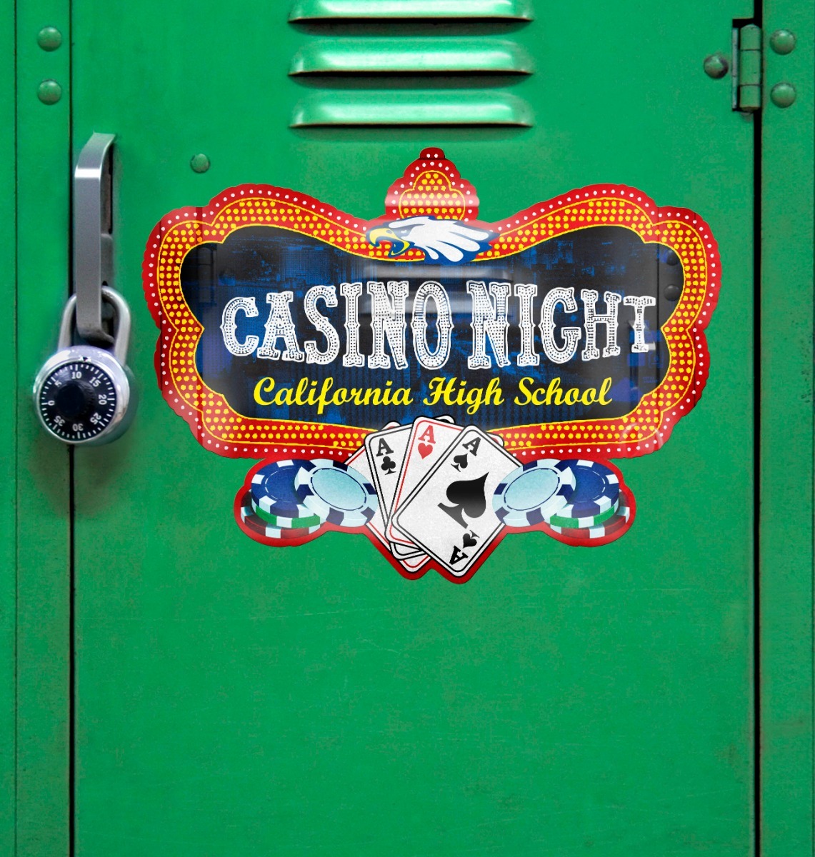 Locker with Casino Night sticker