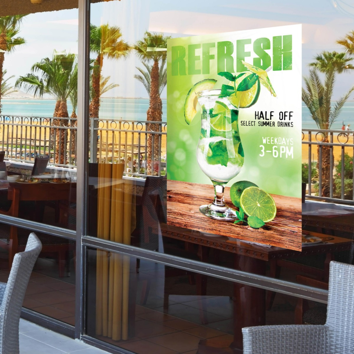 Ad on restaurant window