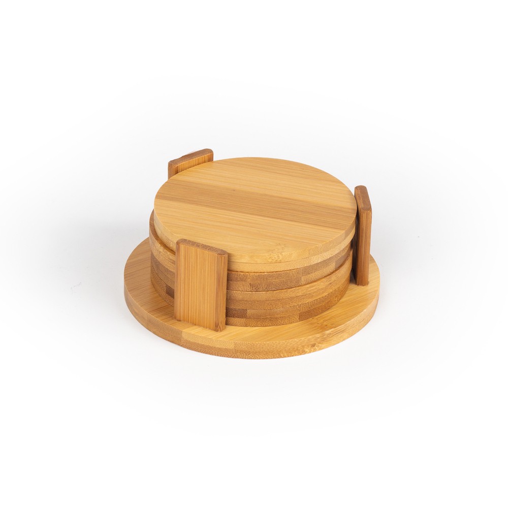 Blank bamboo coaster set