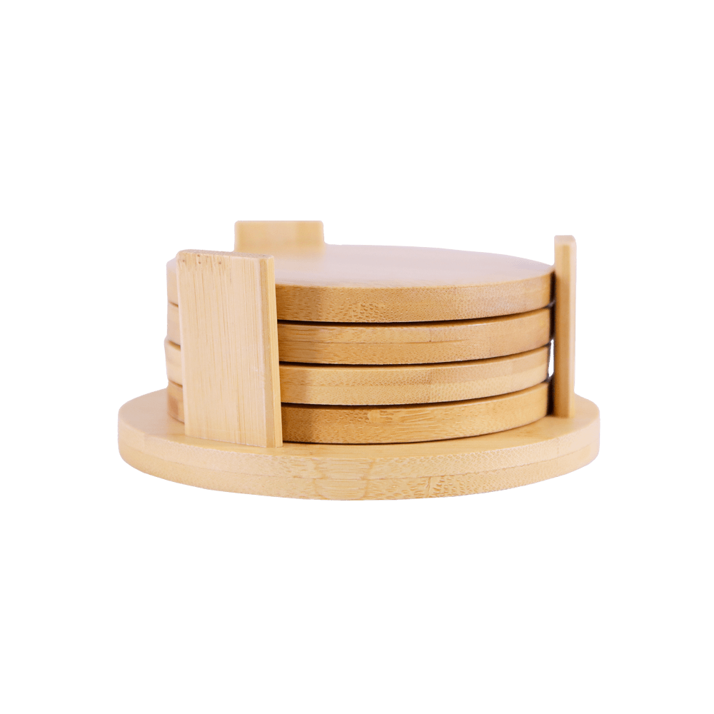 Round Bamboo Sublimation Coaster Set