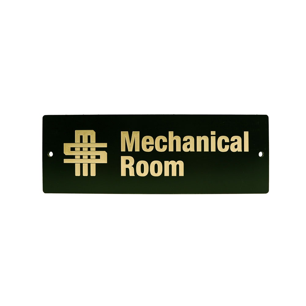 Black brass mechanical room sign