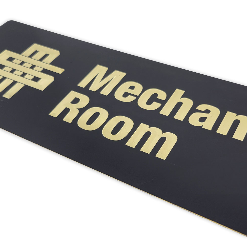 Black brass mechanical room sign