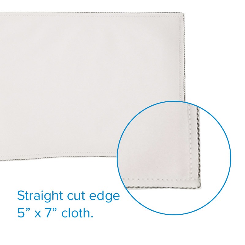 Cleaning cloth with close up of straight cut edge