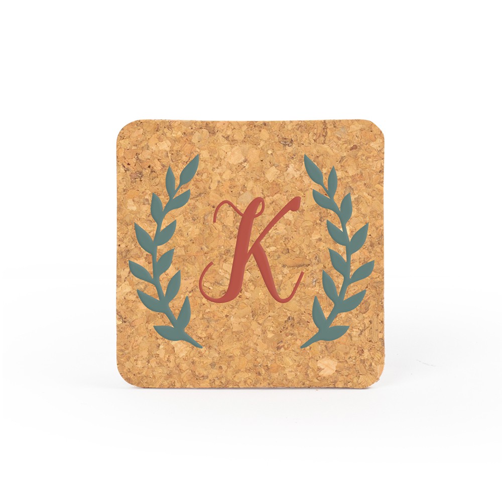 Cork coaster with K design UV-LED printed