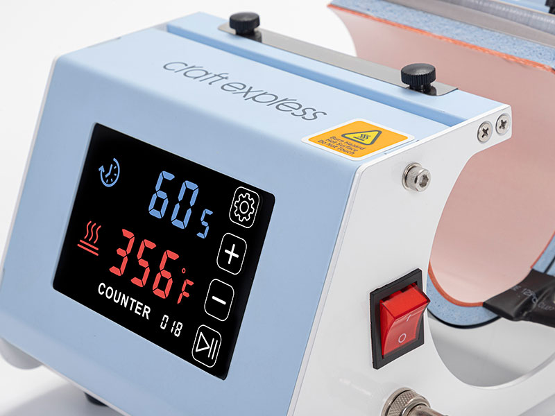 Digital control panel on Craft Express hobby mug press
