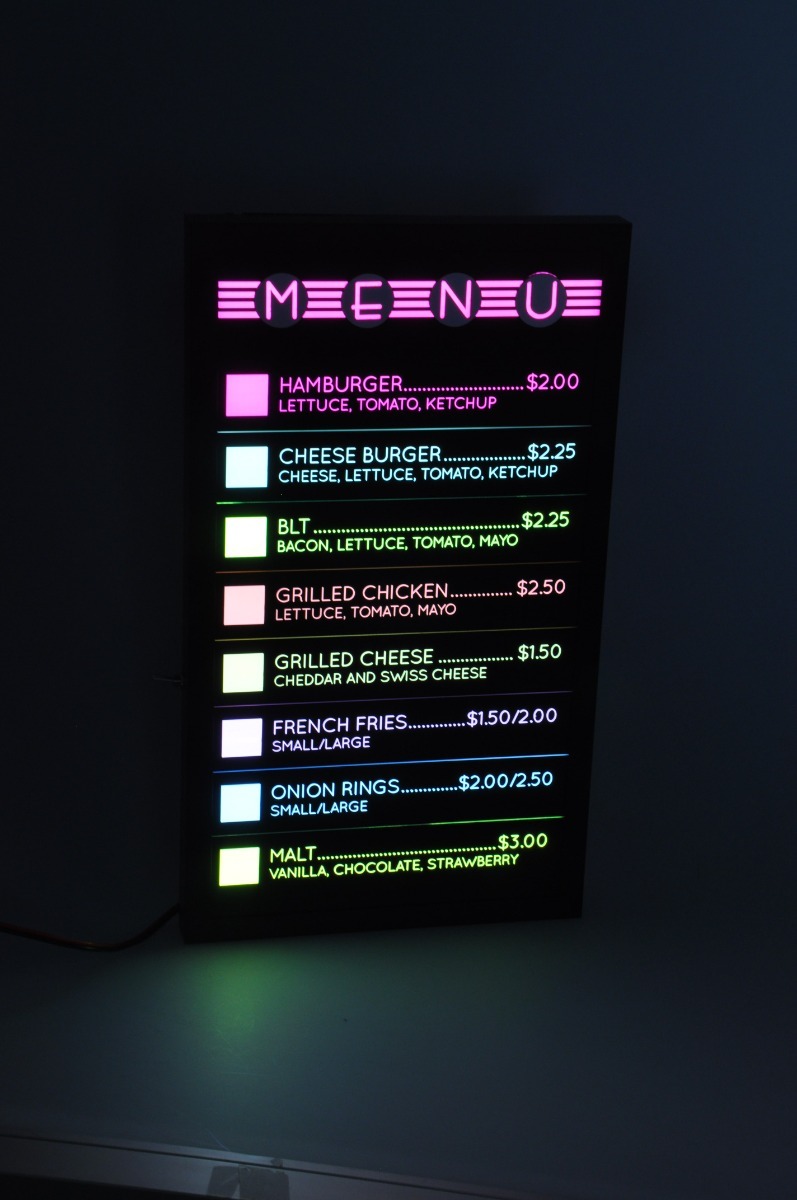 Back-lite menu sign