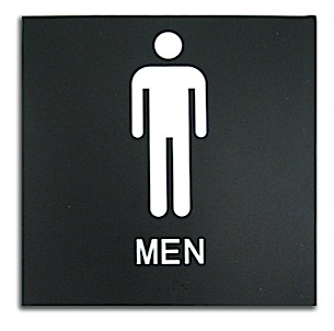 Rowmark Presto Black 8" x 8" Mens Restroom Ready Made ADA Sign