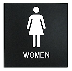 Rowmark Presto Black 8" x 8" Womens Restroom Ready Made ADA Sign