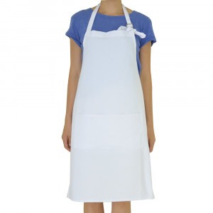 White Adult Canvas Apron with Waist Pocket