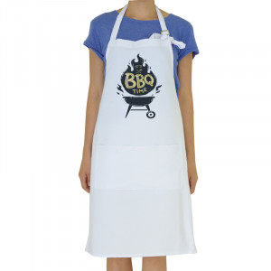 White Adult Canvas Apron with Waist Pocket