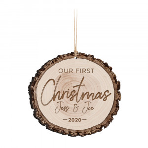 White Wash 3.5" x 3.75" Faux Sliced Log Ornament