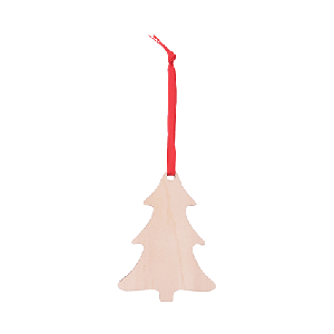 Natural Wood Tree Ornament - 3.1" x 4" (4 Pack)