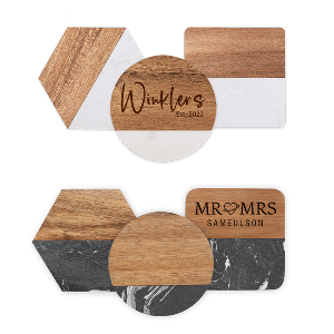 Marble and Acacia Wood Coasters (4 pack)