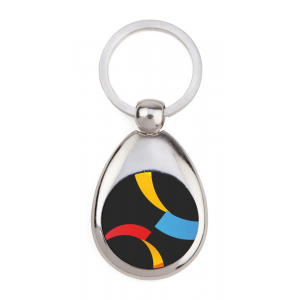 Punch N Press Silver .98" Teardrop Key Chain (2-Sided)