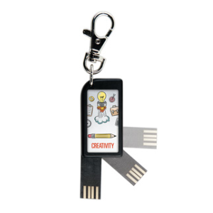 Punch N Press Black 1.45" x 2.36" USB Key Chain with Clasp