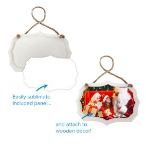 5.75" x 4" Wooden White Benelux Ornament with Sublimatable Plate
