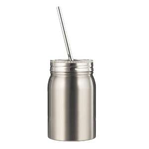 17oz Stainless Steel Mason Jar with Straw