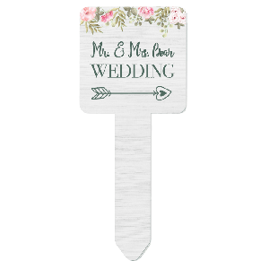 Unisub White Small Square Aluminum Garden Stake - 6.9" x 2.75"