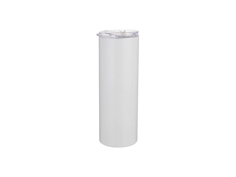 White 20oz stainless steel tumbler with lid