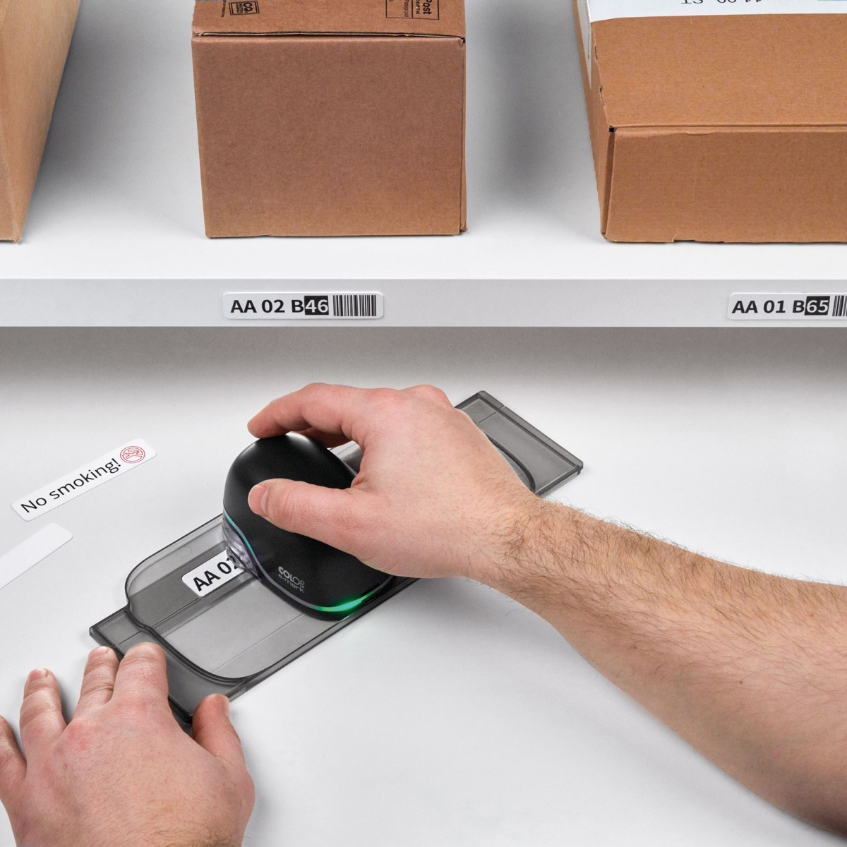 e-mark printing on adhesive barcode labels