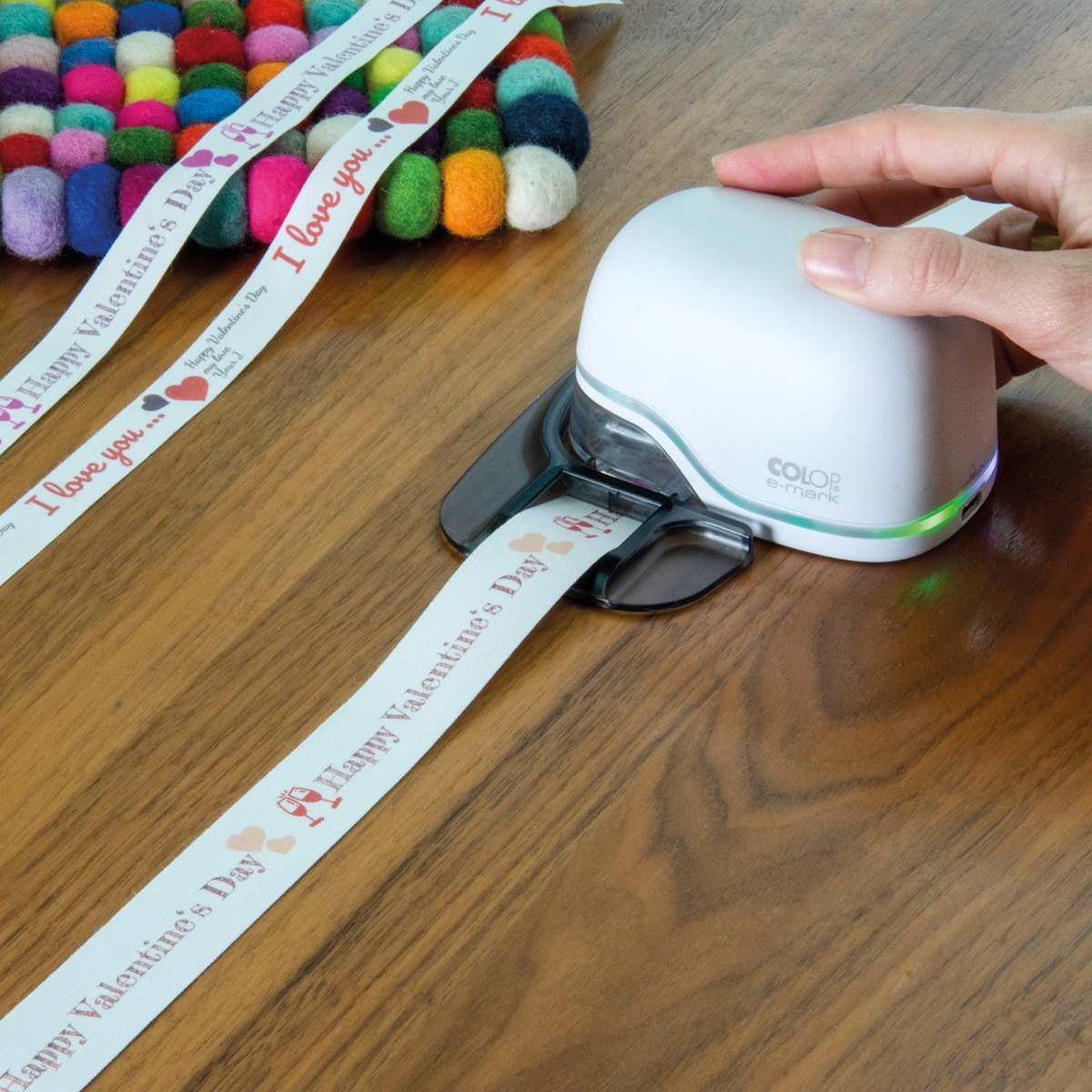 e-mark create printing Valentine's Day ribbon