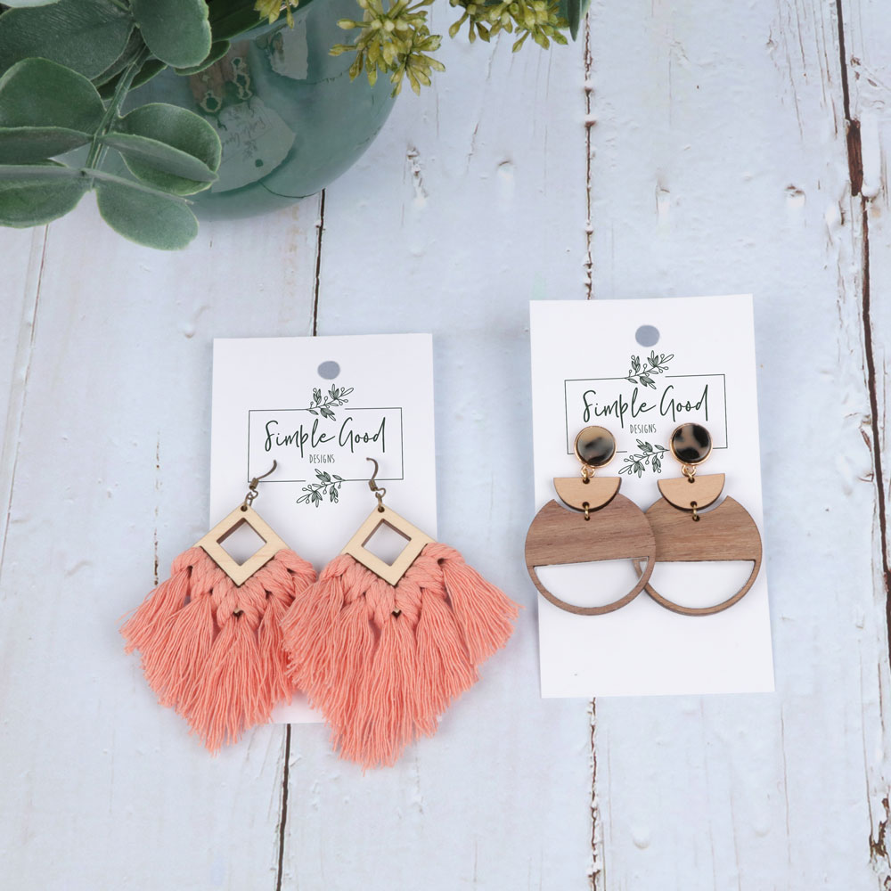 laser cut wooden earrings