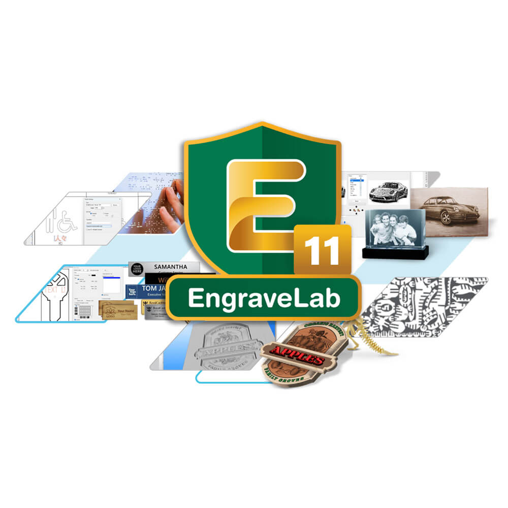 Engrave lab logo with items
