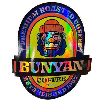 Holographic vinyl coffee sticker