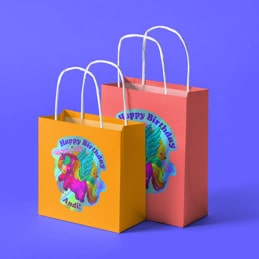 Holographic vinyl stickers on bags