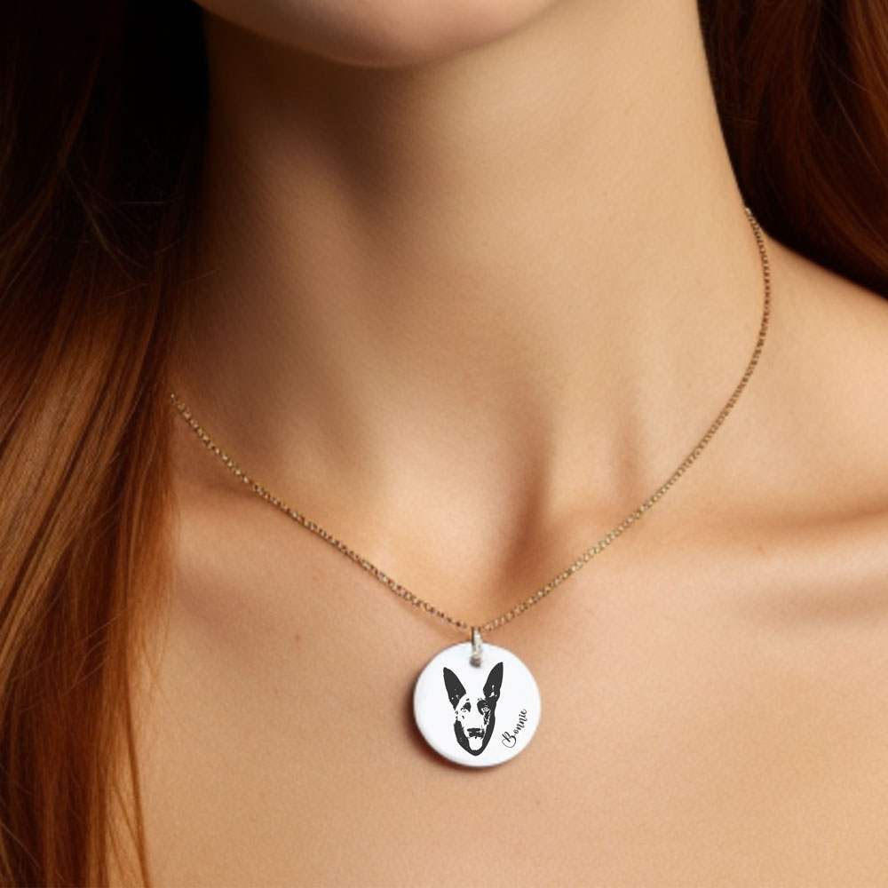 Infrared engraved stainless steel necklace
