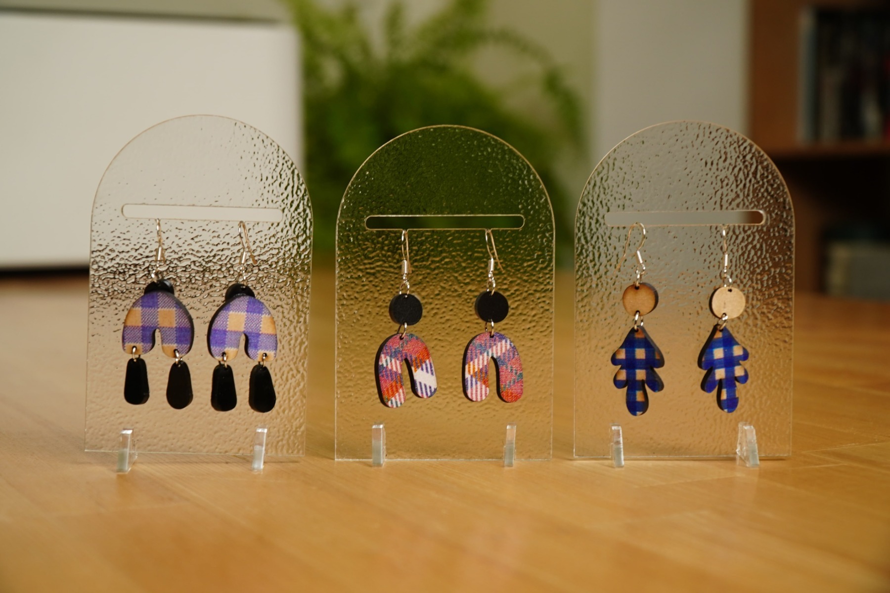 Group of wood earrings