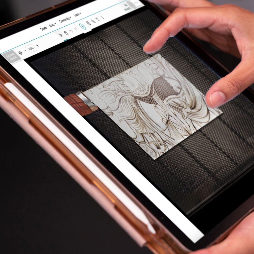 Setting up engraving on tablet for Glowforge Pro HD laser using camera preview