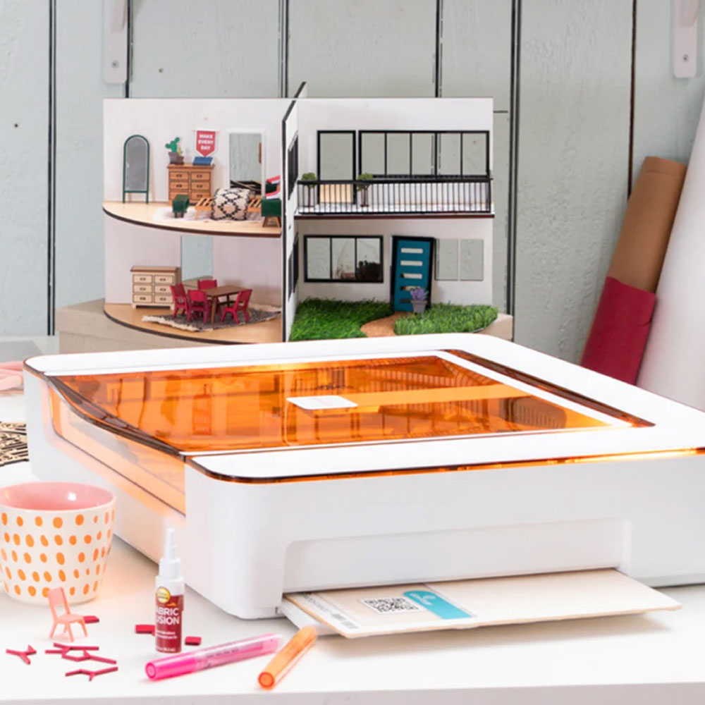 Glowforge Aura diode laser on desk