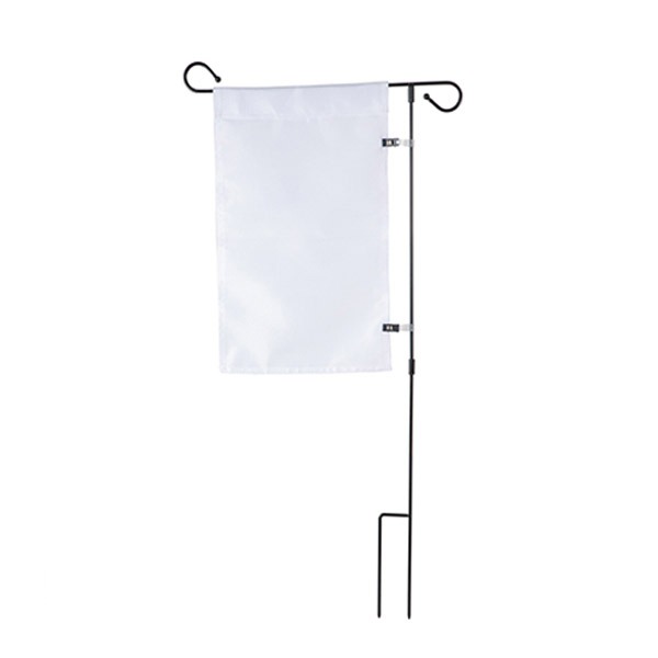 garden flag pole holder with blank garden flag on it