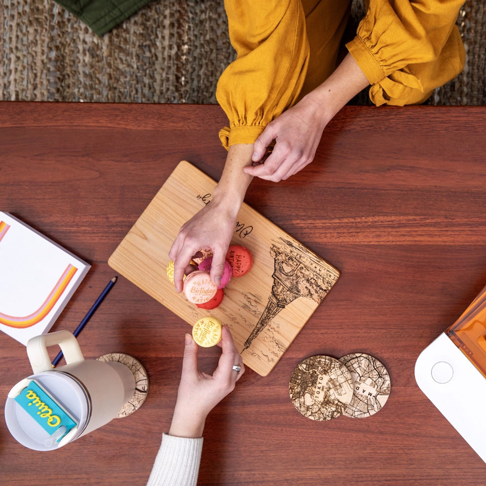 personalized cutting board on table