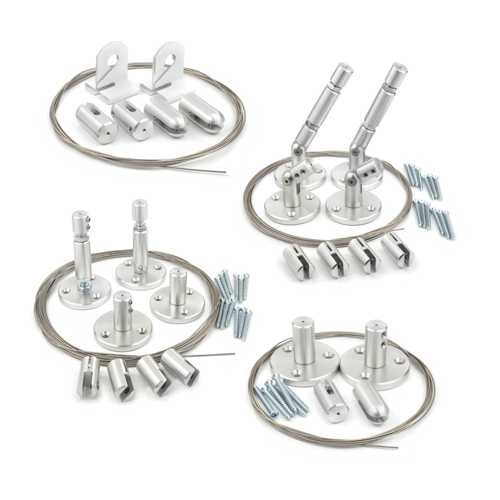 Group of different wire suspension kits