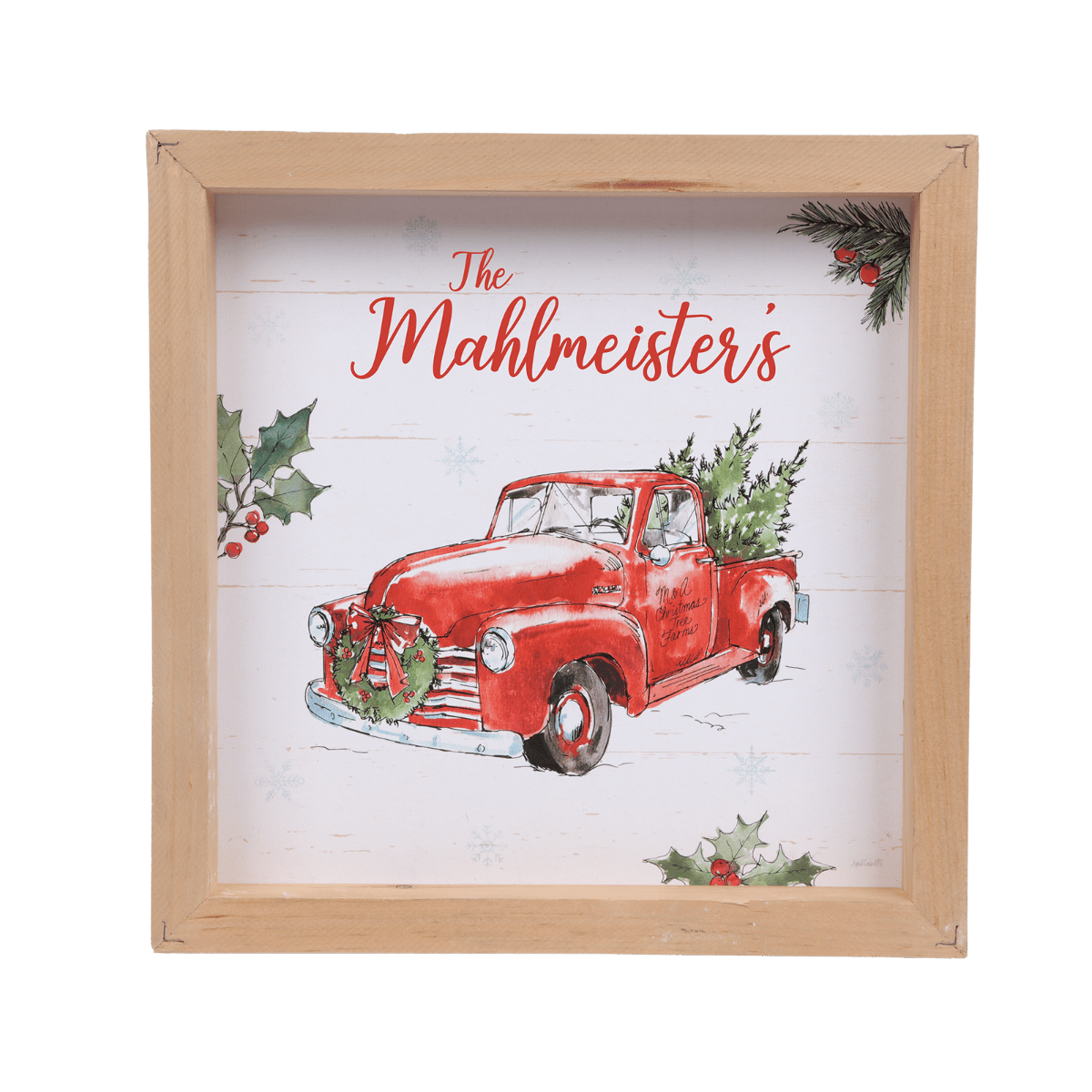 Red truck sign with The Mahlmeister's UV-LED printed