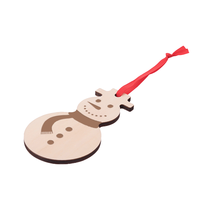 Natural Wood Snowman Ornament - 2.6" x 4.8" (4 Pack)
